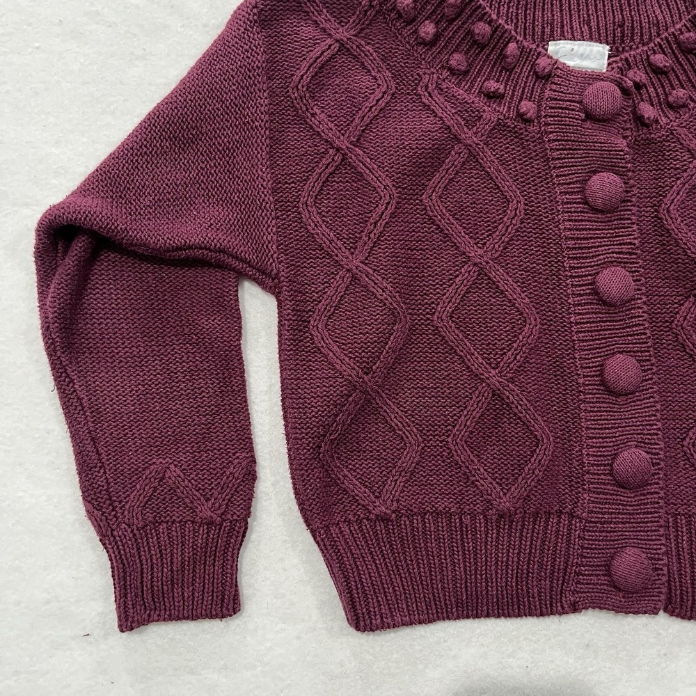 Firo Vintage 90s Chunky Textured Knit Button Front Cardigan Purple Cropped - Picture 12 of 13